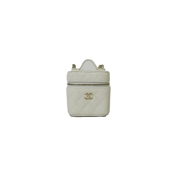 Chanel Caviar Quilted Vanity Case With Chain And Handle White - Picture 1 of 3